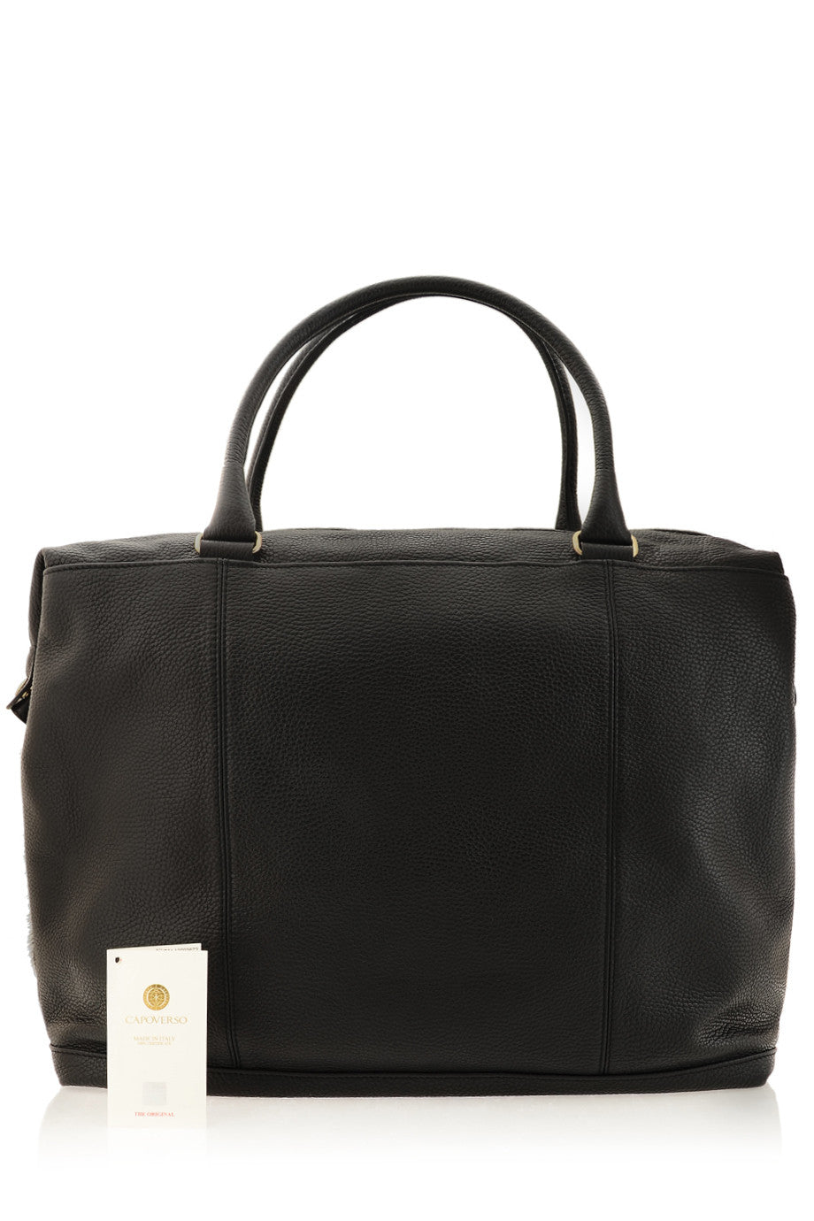 CAPOVERSO CAVALLINO Sac en Cuir Noir avec Poils de Poney