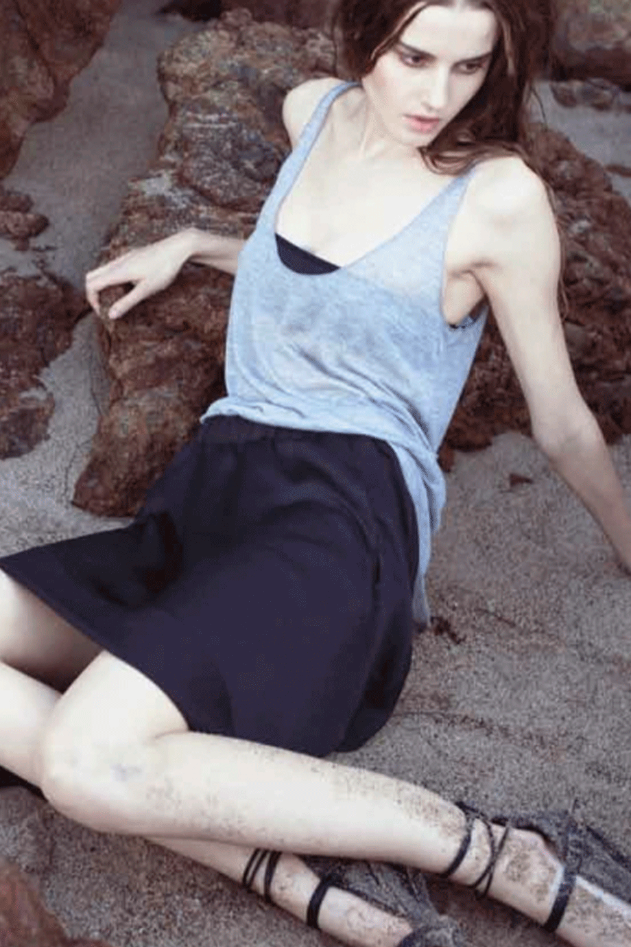 Γκρι Αμάνικο Τοπ | Γυναικεία Ρούχα