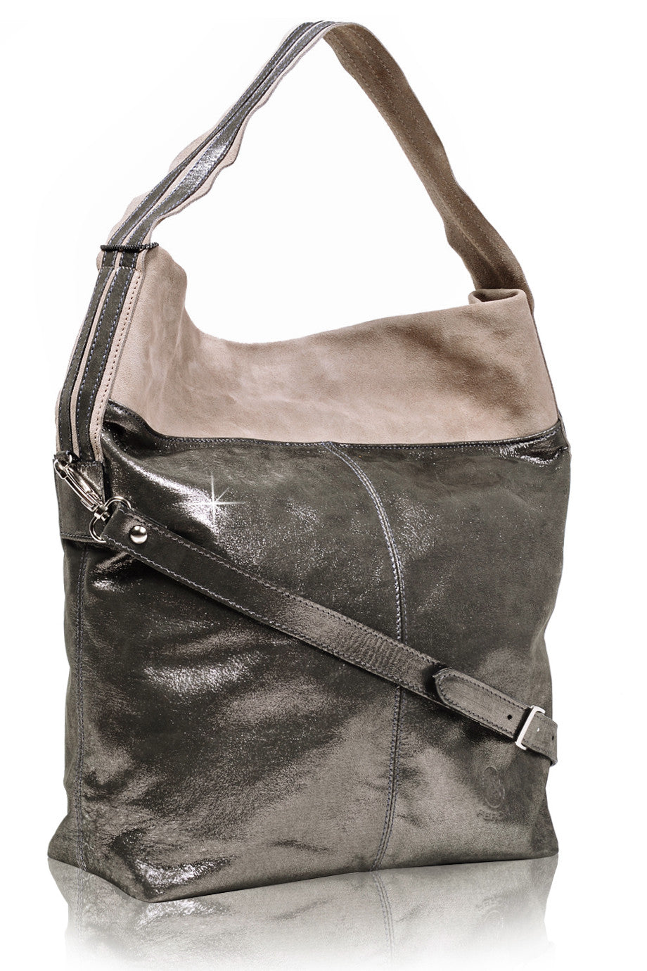 LUINA Dark Charcoal Metallic Shoulder Bag