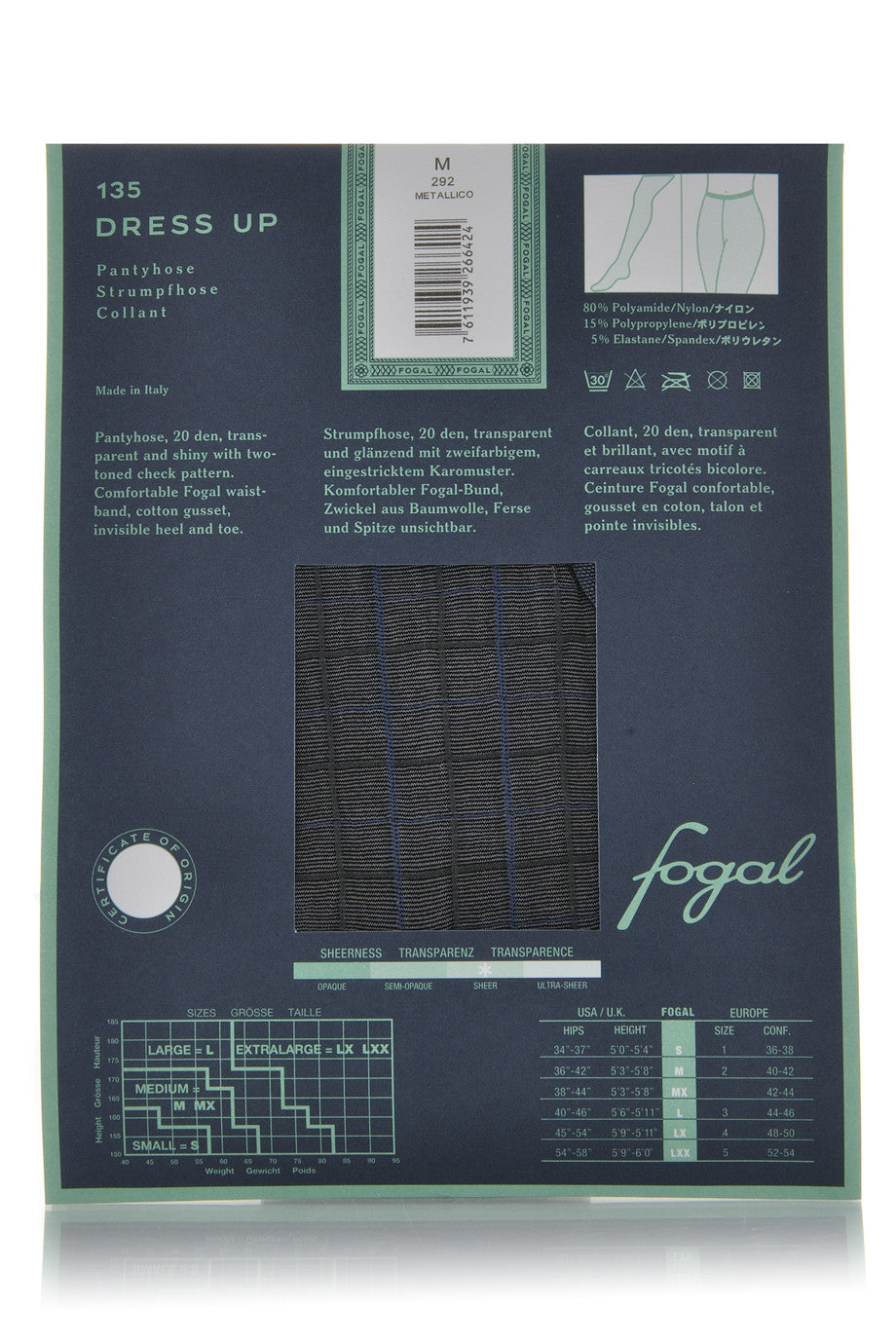 FOGAL 135 DRESS UP Ασημί Μεταλλικό Καλσόν 292 Metallico