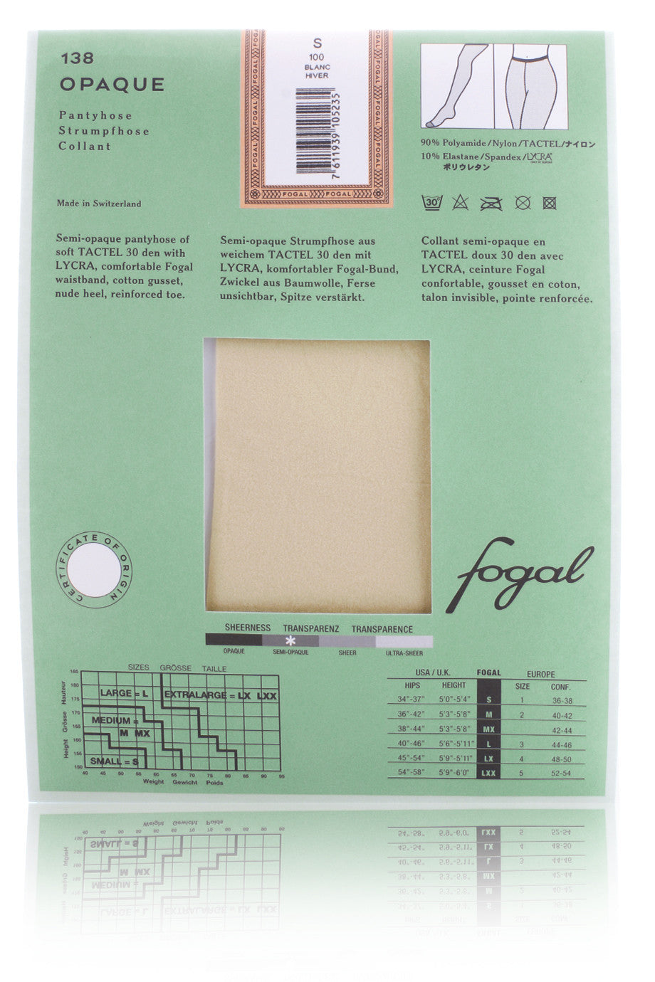 FOGAL 138 OPAQUE Brights Tights 537 Jade