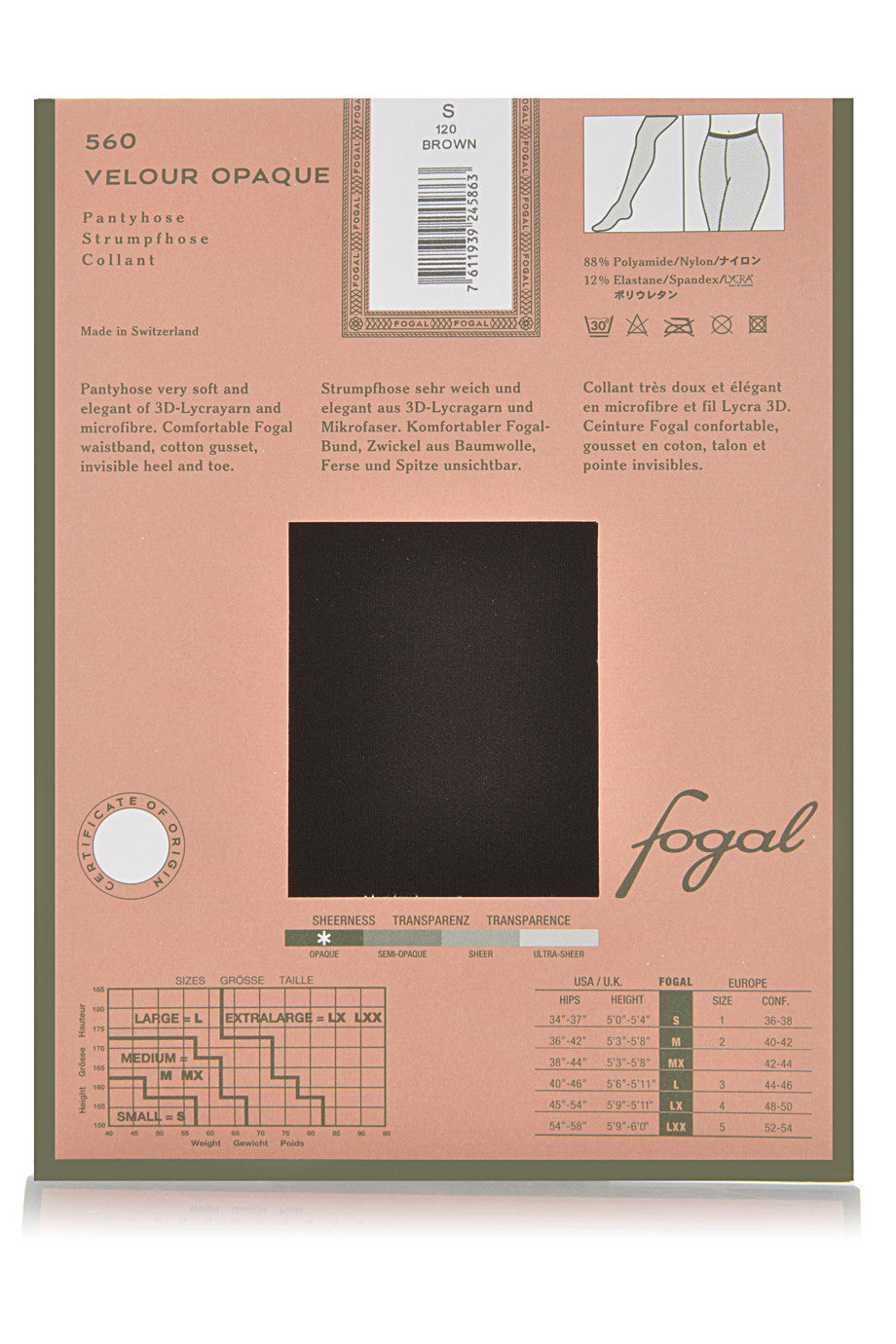 FOGAL 560 VELOUR OPAQUE Smaragdi Tights 512 Smaragd