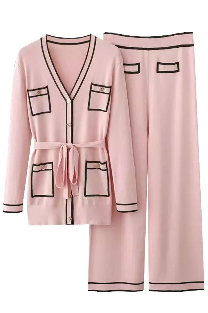 Ensemble veste et pantalon tricotés noirs Gusta