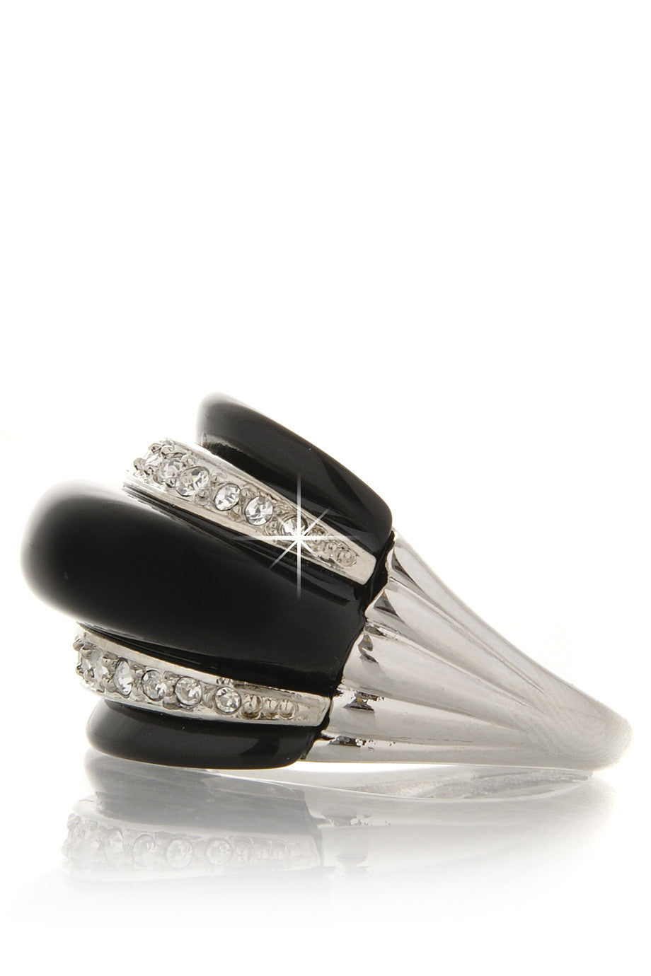 Μαύρο Δαχτυλίδι με Κρύσταλλα - Kenneth Jay Lane | Κοσμήματα