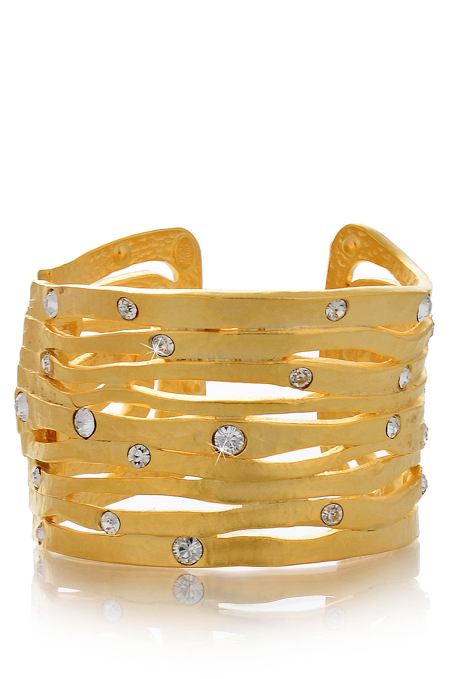 Χρυσό Βραχιόλι Χειροπέδα με Κρύσταλλα - Kenneth Jay Lane | Κοσμήματα