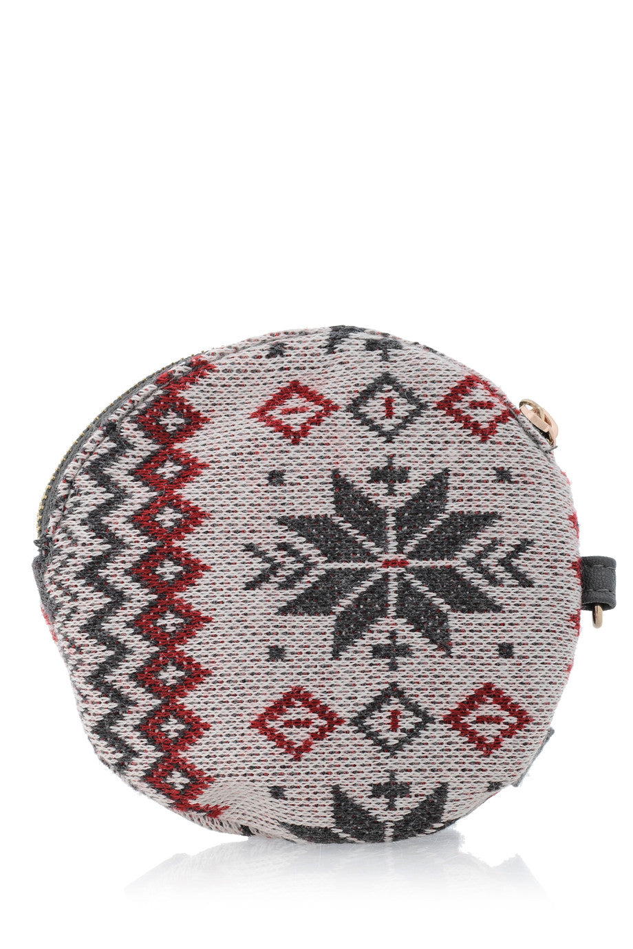 Γκρι Κόκκινο Στρογγυλό Tσαντάκι | Γυναικεία Πορτοφόλια