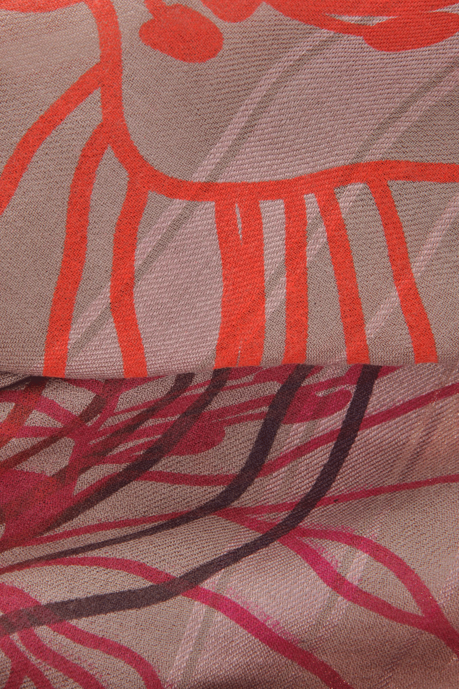 LEIGH & LUCA | LILLIES Γκρι Καφέ Φουλάρι με Φλοράλ Σχέδιο