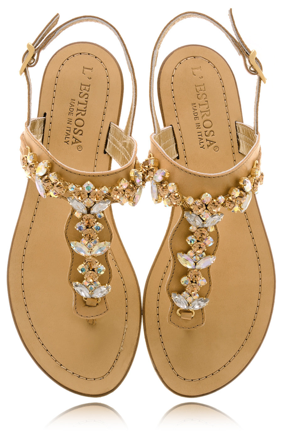 Μπρονσέ Σανδάλια με Κρύσταλλα | Γυναικεία Παπούτσια