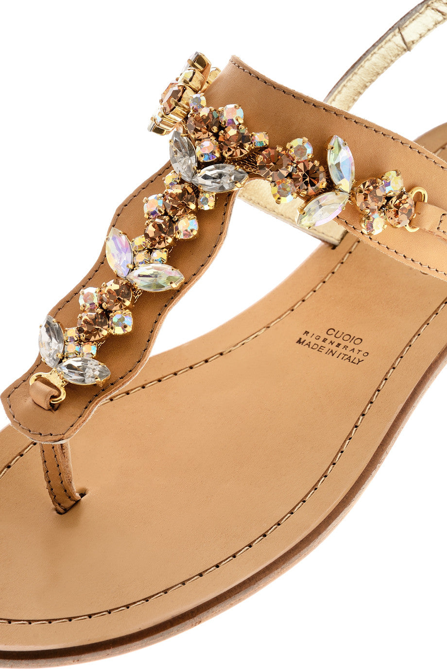 Μπρονσέ Σανδάλια με Κρύσταλλα | Γυναικεία Παπούτσια