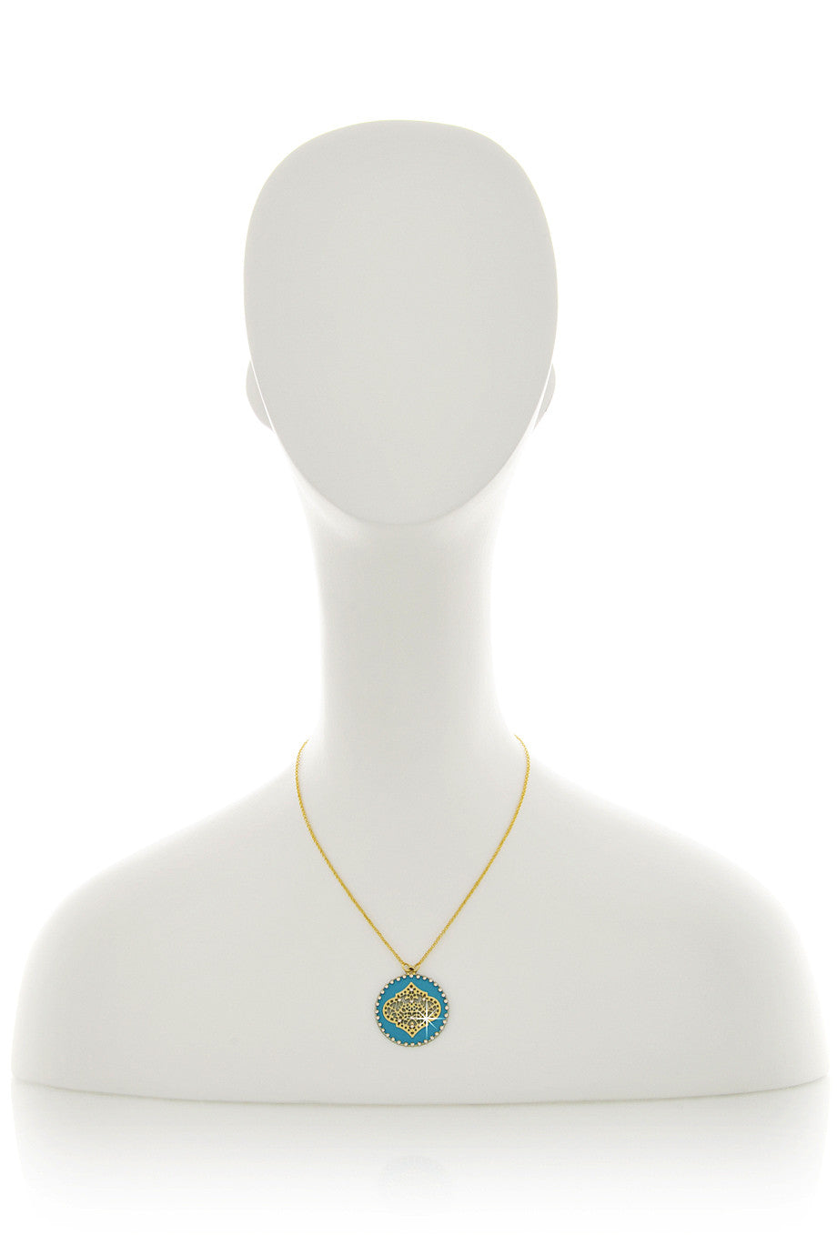 Τιρκουάζ Μενταγιόν με Κρύσταλλα - Lk Designs | Κοσμήματα