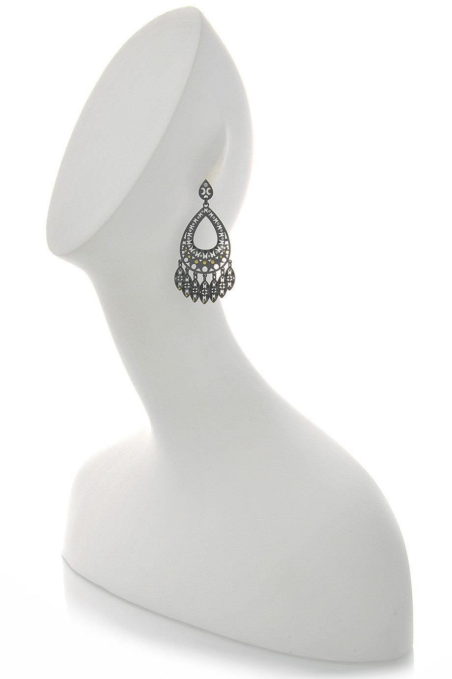 Γκρι Σκουλαρίκια με Κρύσταλλα - Lk Designs | Κοσμήματα