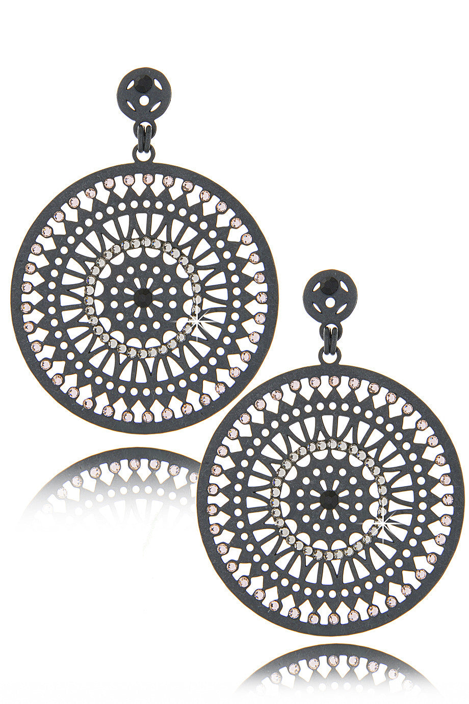 Γκρι Σκουλαρίκια με Κρύσταλλα - Lk Designs | Κοσμήματα