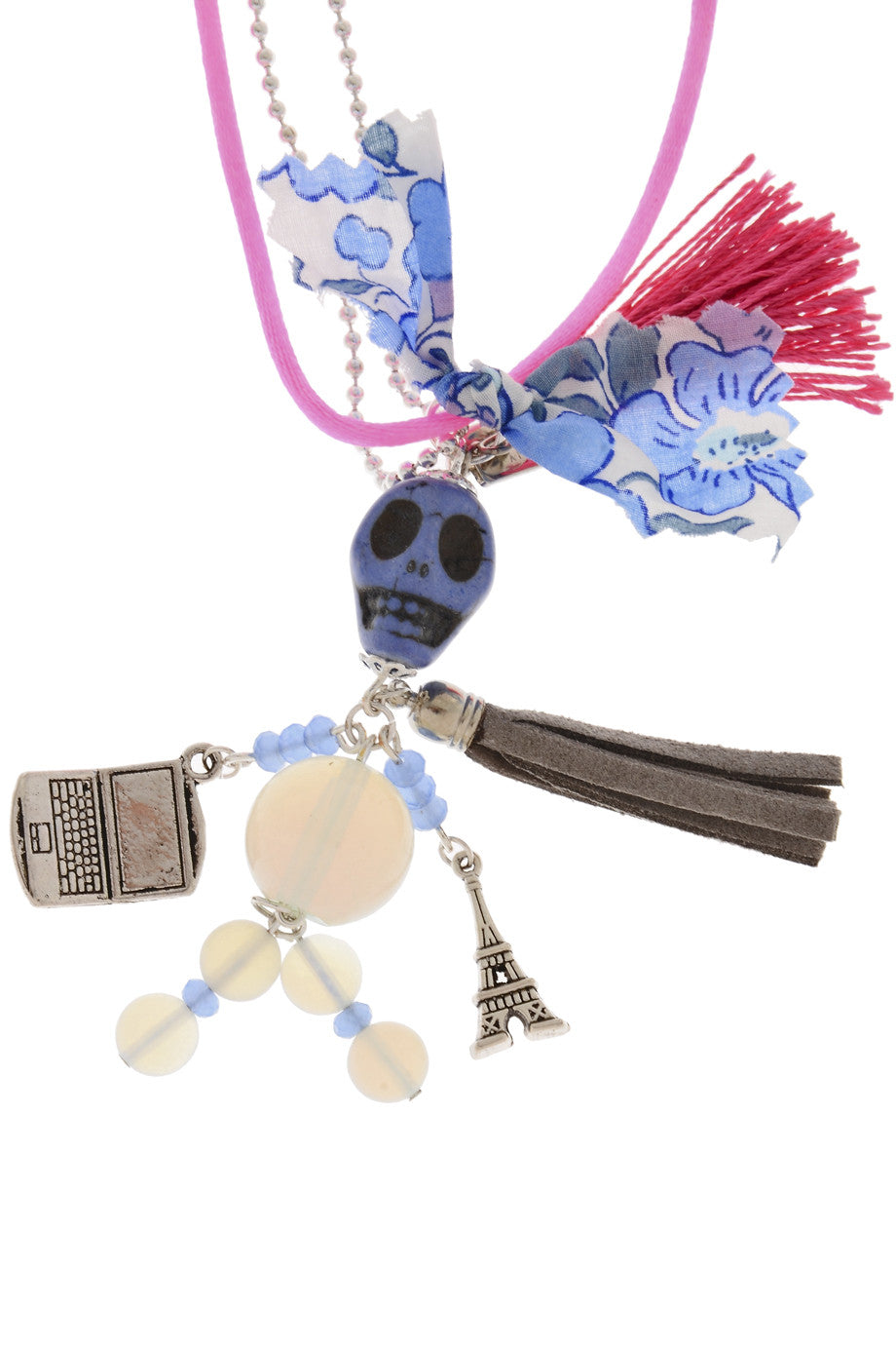 Ροζ Κολιέ με Νεκροκεφαλή - Mare Moi | Κοσμήματα