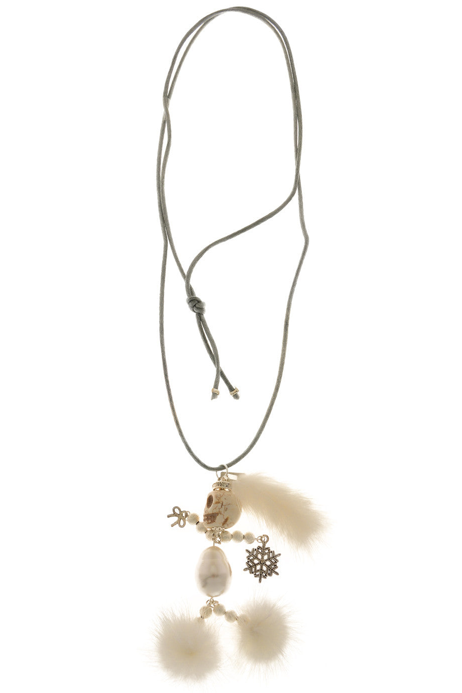 Κολιέ με Λευκή Γούνινη Φούντα - Marie Moi | Κοσμήματα
