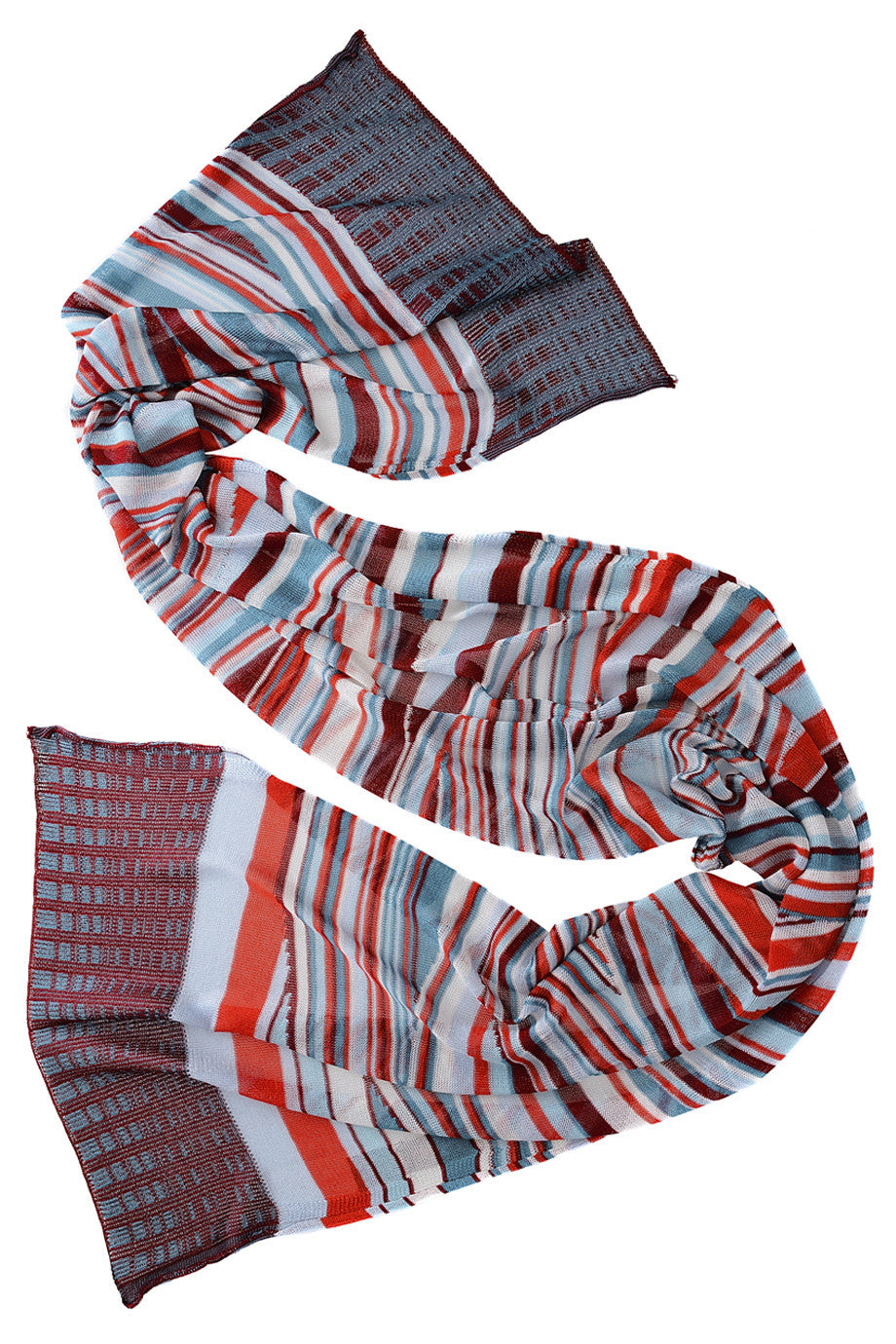 Écharpe EDITH rayée bleu rouge