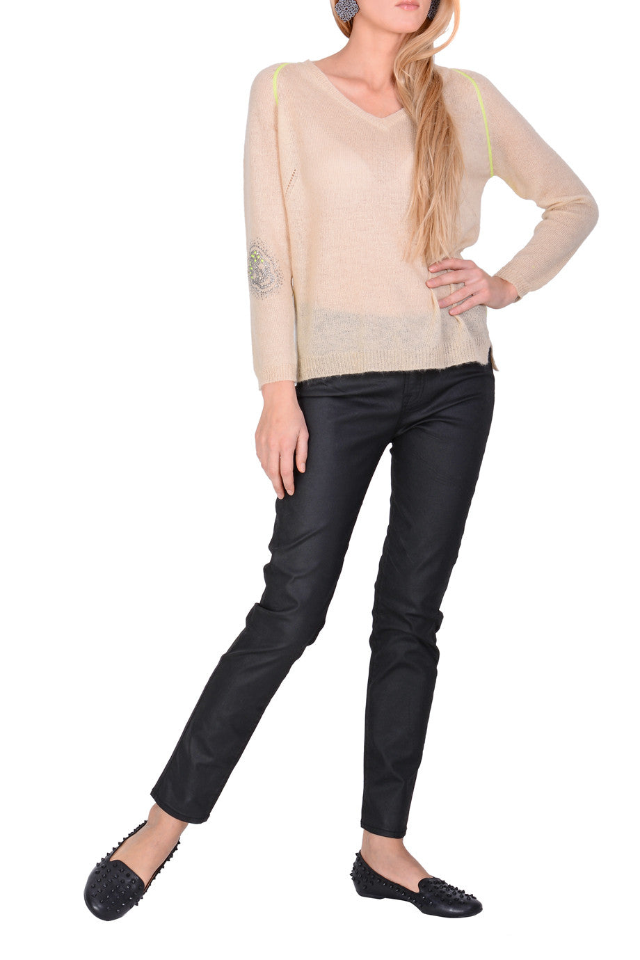 Helma Μπεζ Μπλούζα με Κρύσταλλα | Γυναικεία Ρούχα - Μπλούζες Τοπ