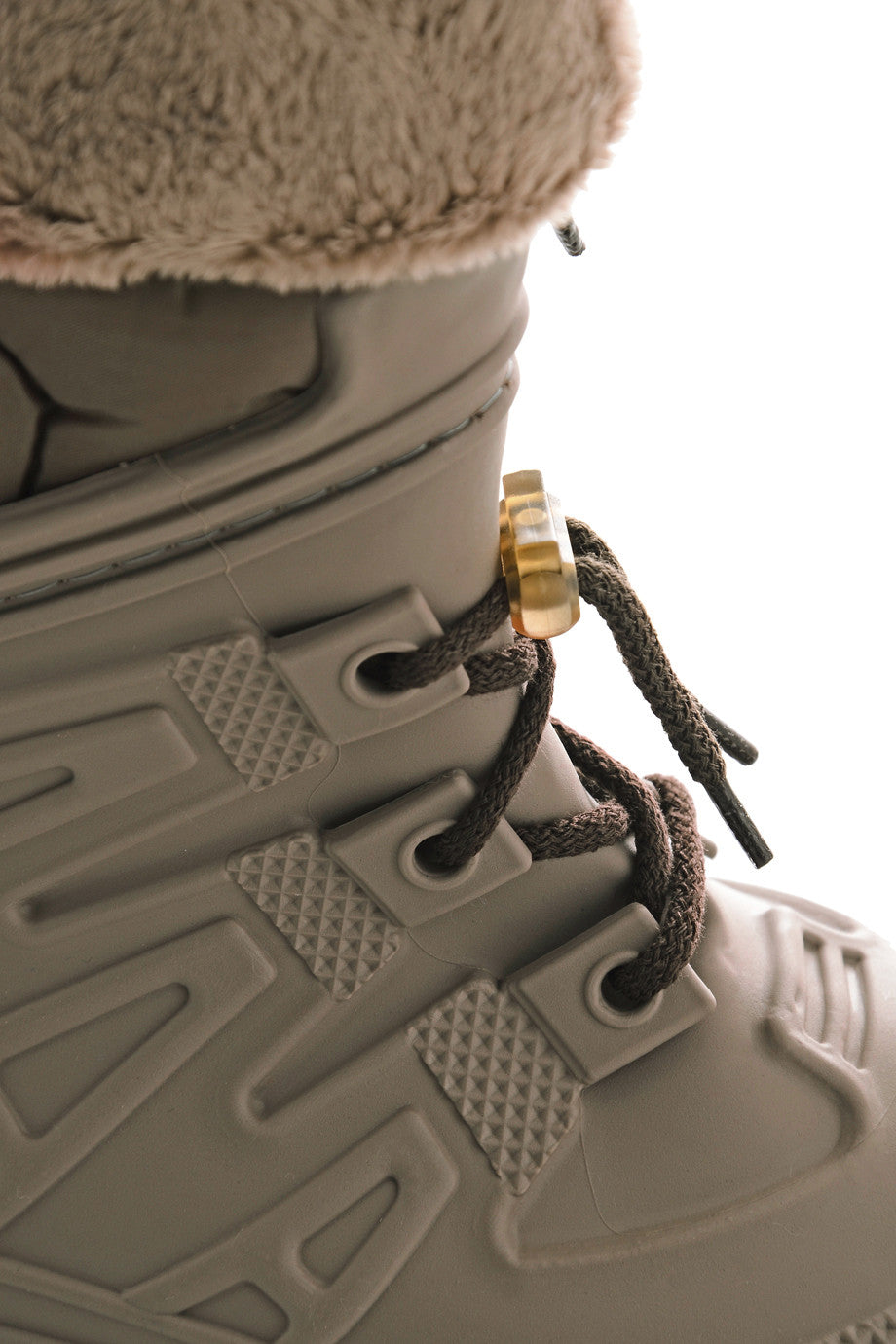 Γκρι Καφέ Γαλότσες Χιονιού με Γούνα | Γυναικεία Παπούτσια