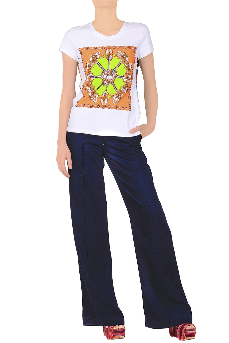 Άσπρο Πορτοκαλί Έθνικ Τοπ | Γυναικεία Ρούχα