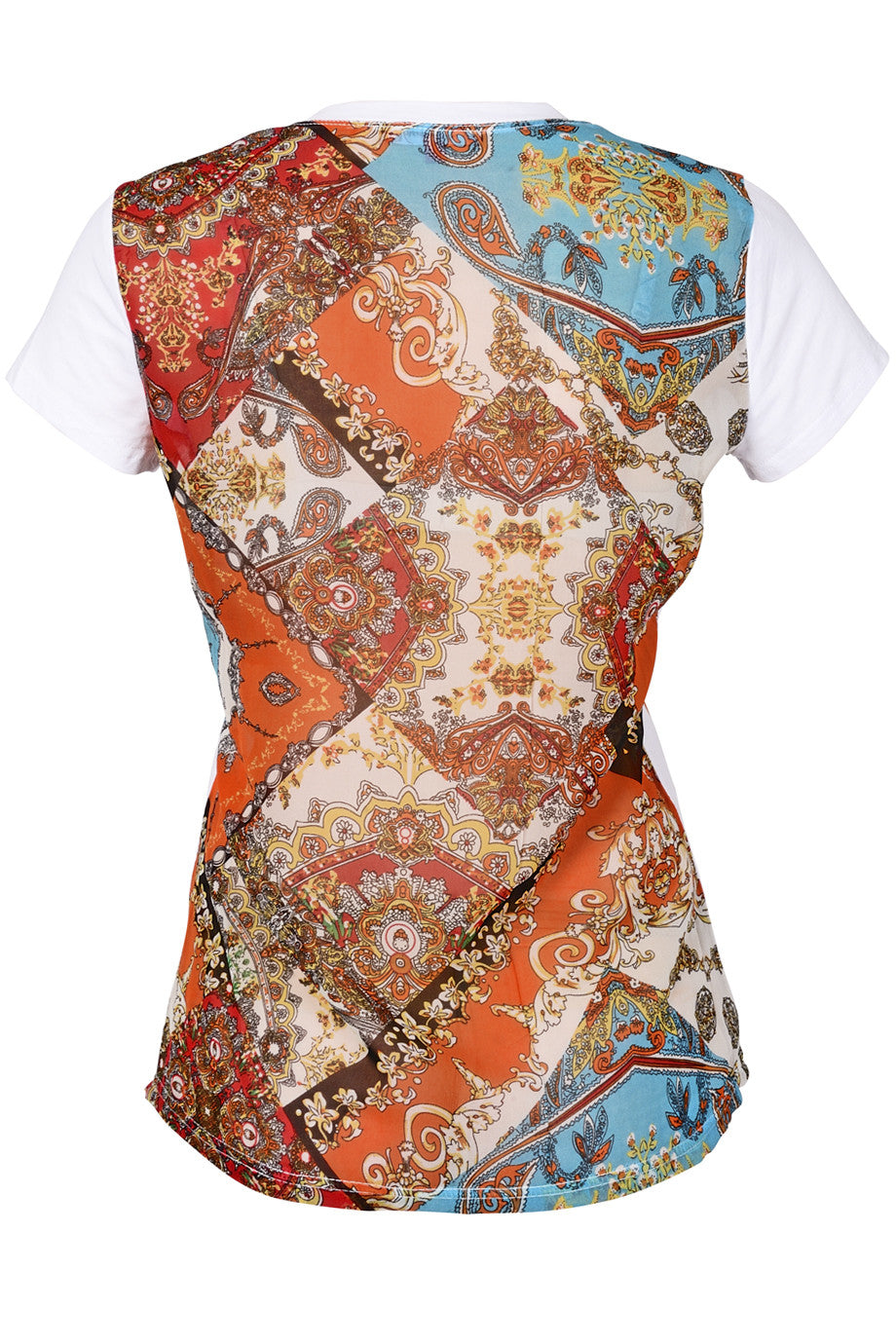 Άσπρο Πορτοκαλί Έθνικ Τοπ | Γυναικεία Ρούχα