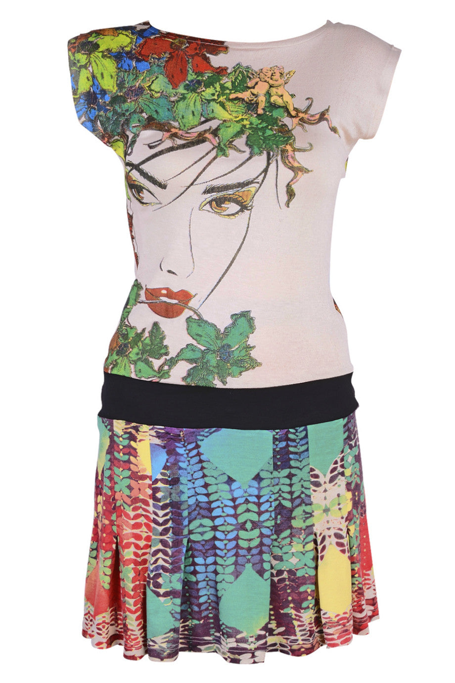 Μπεζ Φόρεμα με Πολύχρωμα Σχέδια | Φορέματα - Smash!