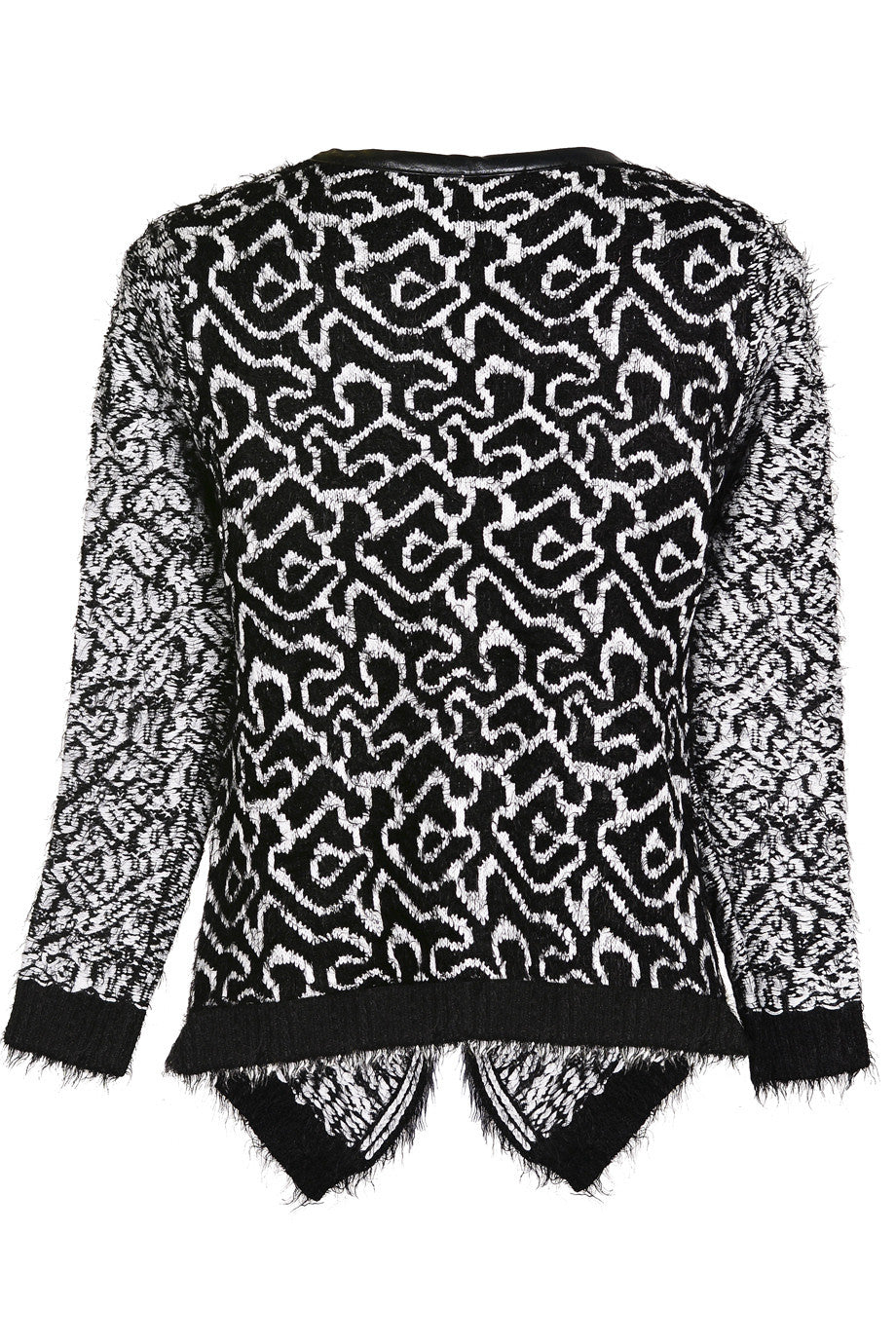 Πλεκτή Ασύμμετρη Mαυρόασπρη Ζακέτα | Γυναικεία Ρούχα