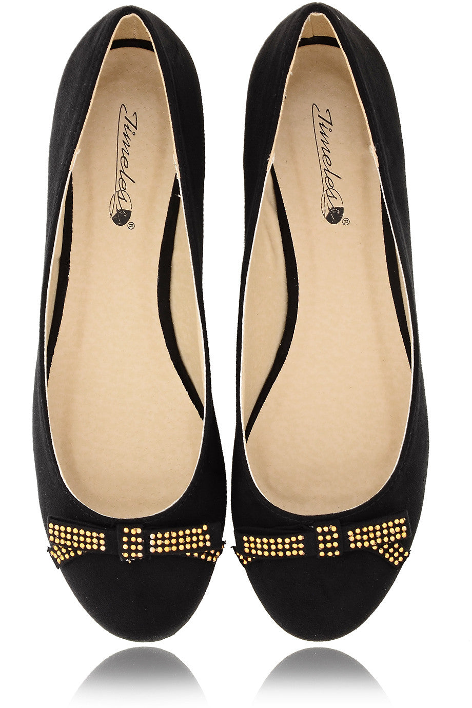 Μαύρες Μπαλαρίνες με Χρυσά Τρουκς | Γυναικεία Παπούτσια