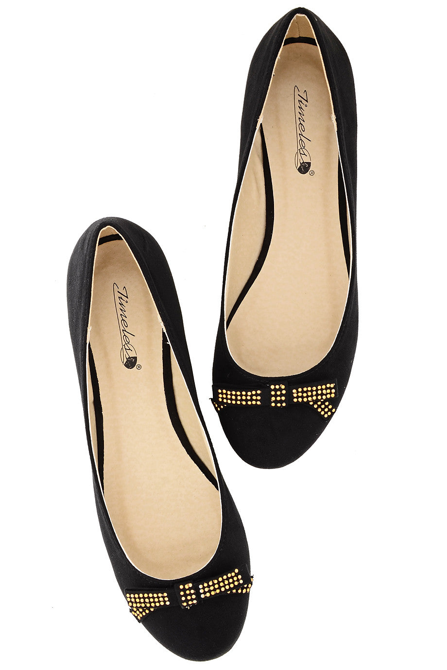 Μαύρες Μπαλαρίνες με Χρυσά Τρουκς | Γυναικεία Παπούτσια