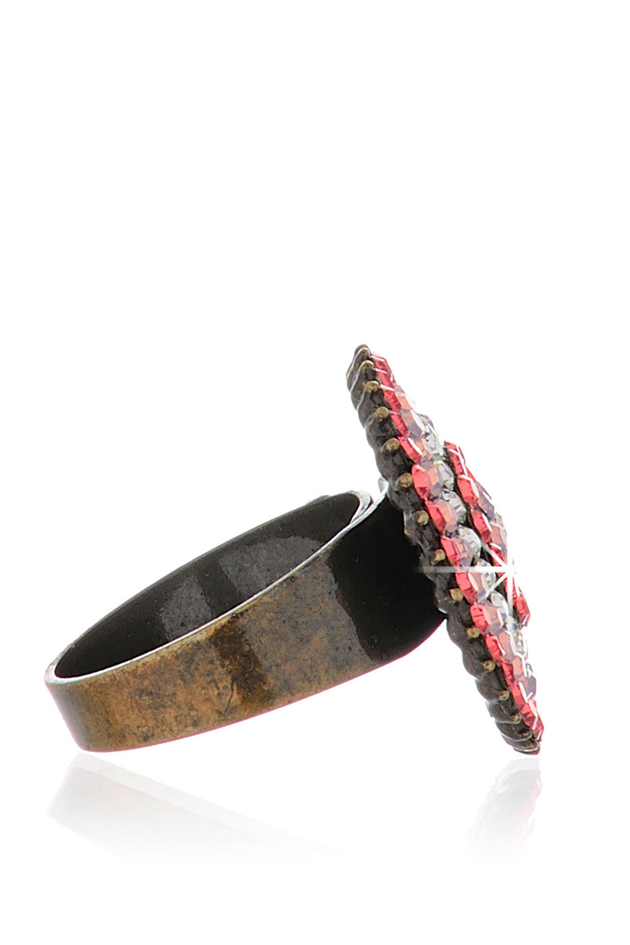 Κοραλί Δαχτυλίδι με Κρύσταλλα - Vanity Her | Κοσμήματα