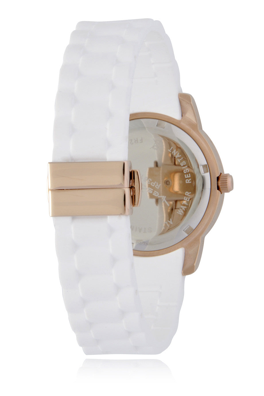 DATE Rose Gold White Crystal Watch
