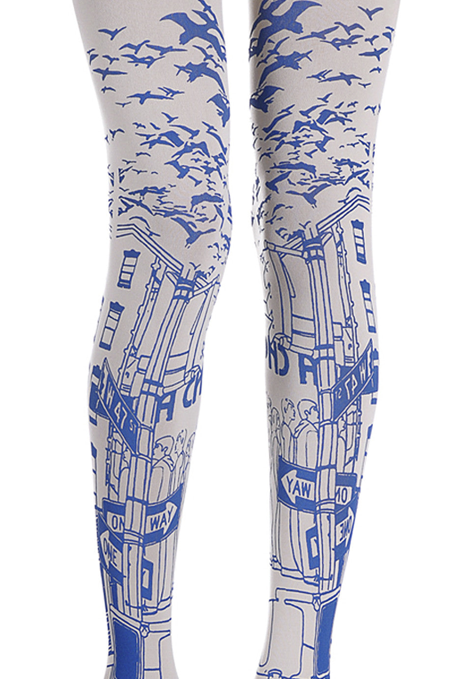 ZOHARA ONE WAY Λευκό Κολάν με Μπλε Σχέδια