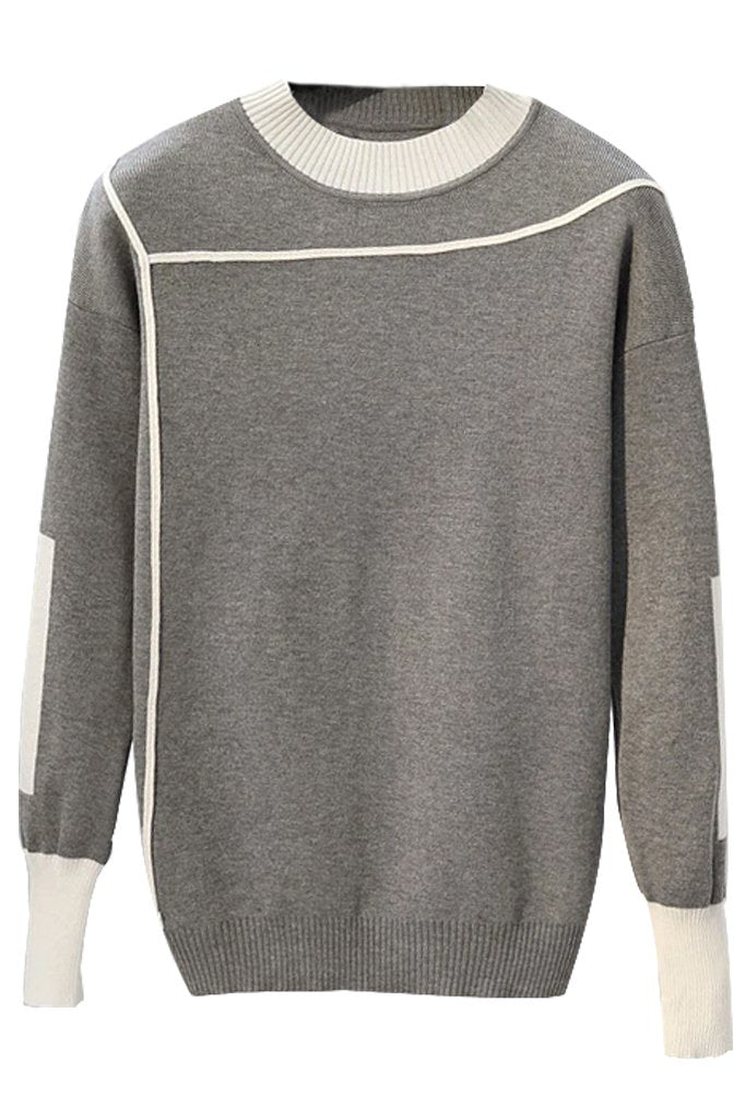 Γκρι Πλεκτό Σετ Τοπ και Παντελόνι | Γυναικεία Ρούχα Πλεκτά Σετ