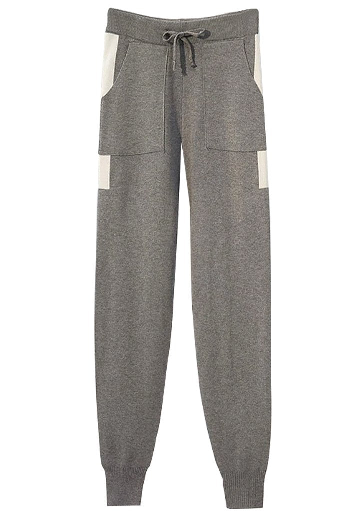 Γκρι Πλεκτό Σετ Τοπ και Παντελόνι | Γυναικεία Ρούχα Πλεκτά Σετ