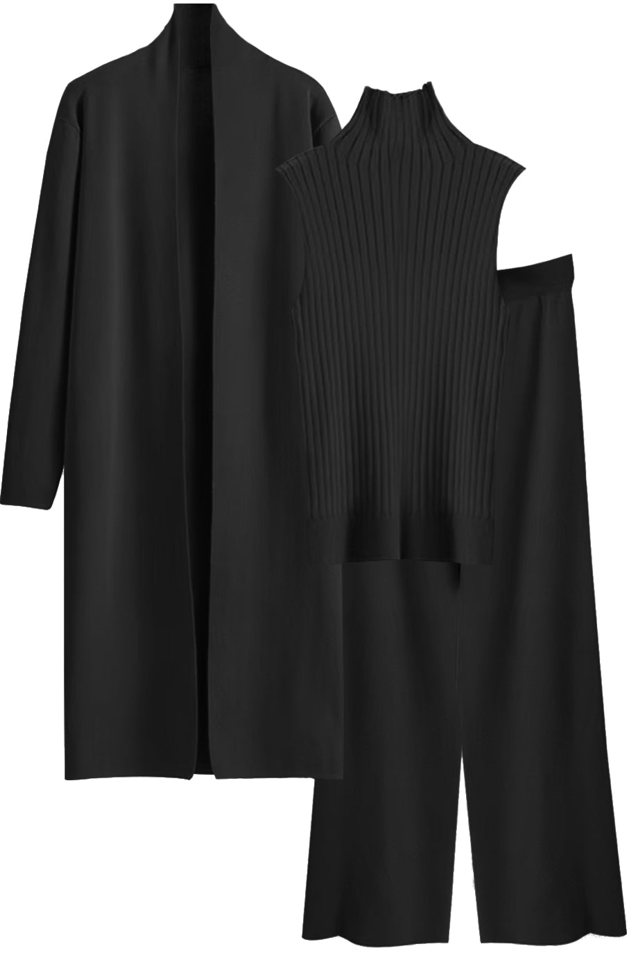 Ensemble veste, haut et pantalon tricotés Seraphiel