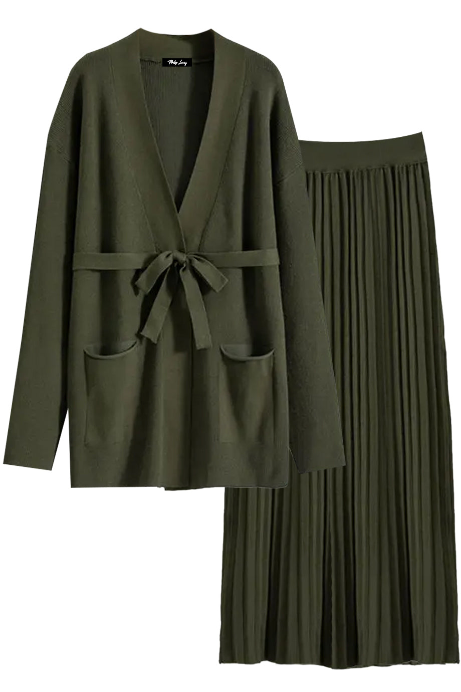 Mireille Πλεκτό Σετ με Ζακέτα και Φούστα με Πιέτες | Πλεκτά Σετ Knitwear Clothing Sets | Mireille Knit Set with Cardigan and Skirt with Pleats