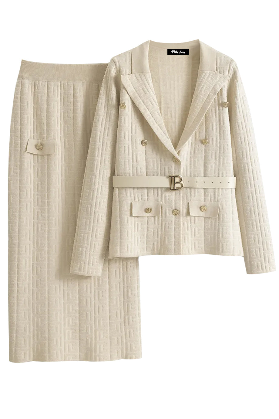 Ismerie Knitted Set with Cardigan and Skirt