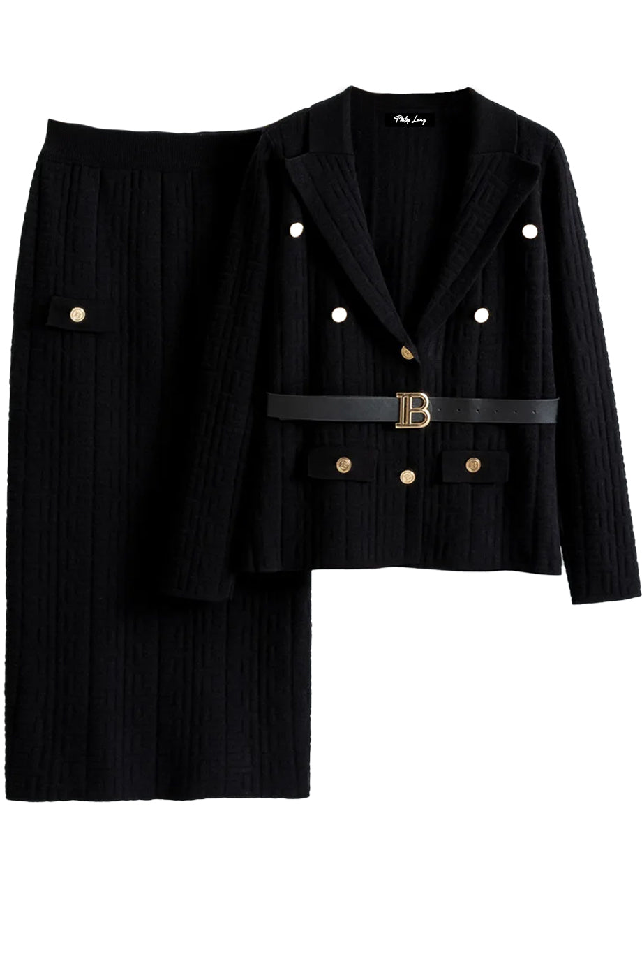 Ismerie Knitted Set with Cardigan and Skirt