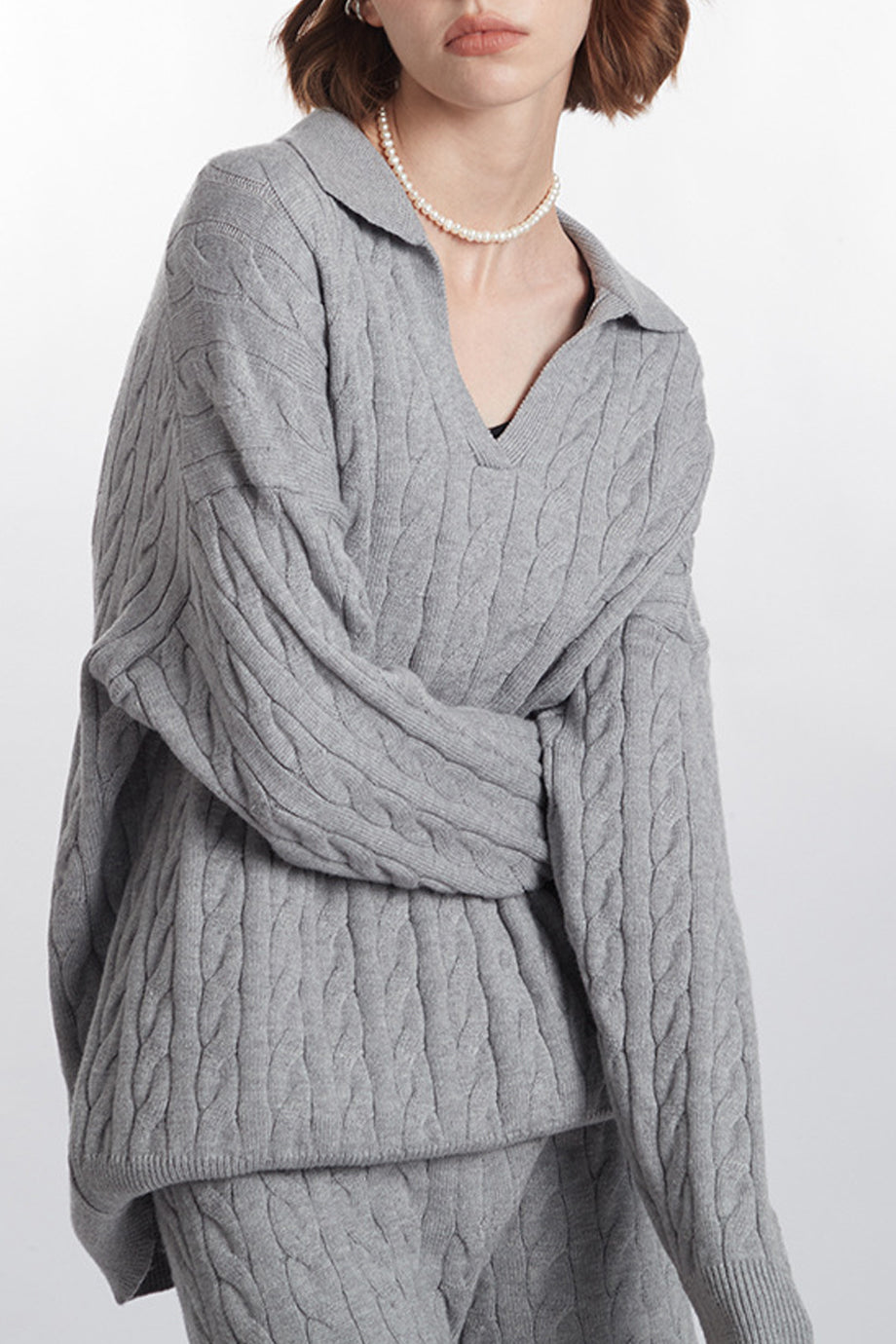 Elvane Πλεκτό Σετ με Τοπ και Σορτς| Πλεκτά Σετ - Knitwear Sets - Loungewear | Elvane Cable Knit Set Top and Pants