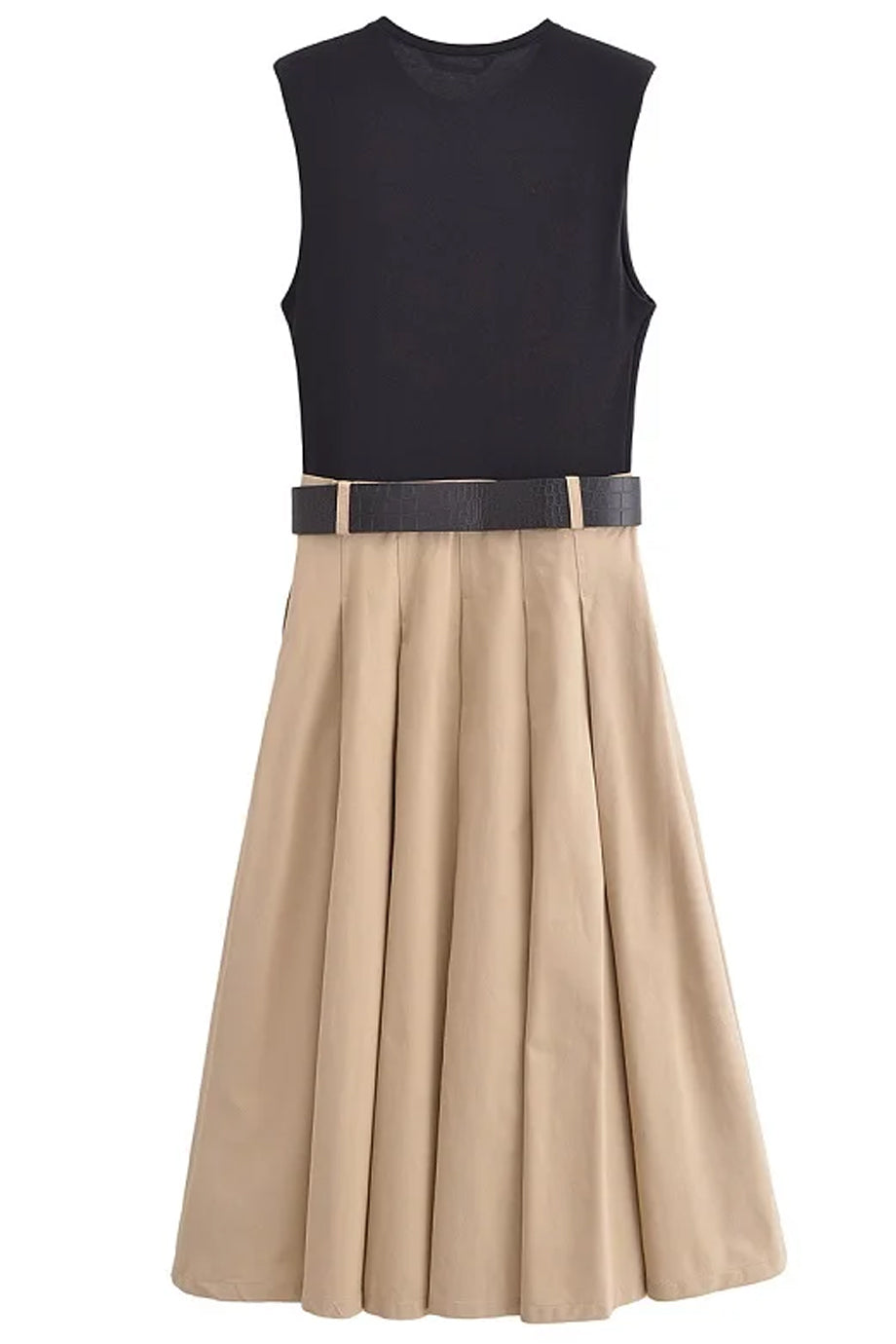 Terra Midi Dress with Belt and Pleats