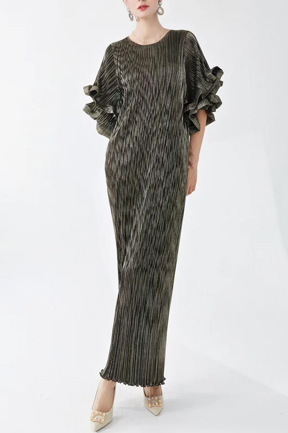 Auriane Μεταλλικό Πλισέ Φόρεμα | Φορέματα - Dresses | Auriane Pleated Long Dress