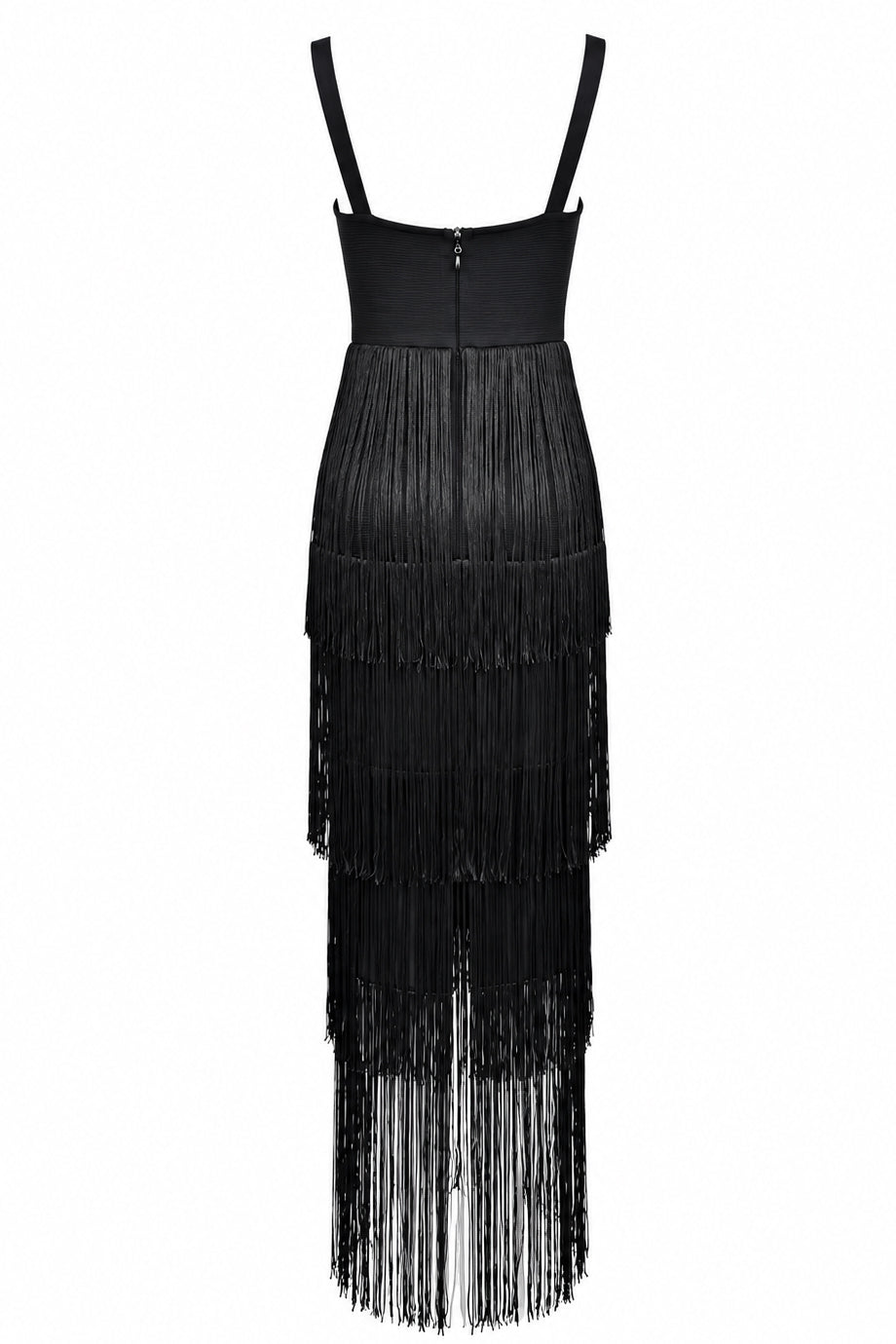 Minuit Black Bandage Dress with Fringes