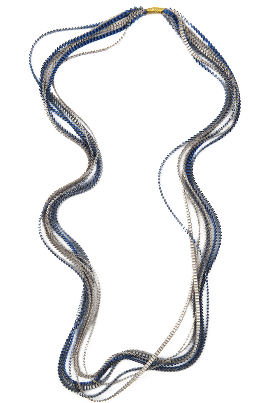 Essilp Πολύχρωμο Υφασμάτινο Κολιέ KL109 - Alexandra Tsoukala | Κολιέ Necklaces | Essilp Silver Blue Pleated Necklace KL109