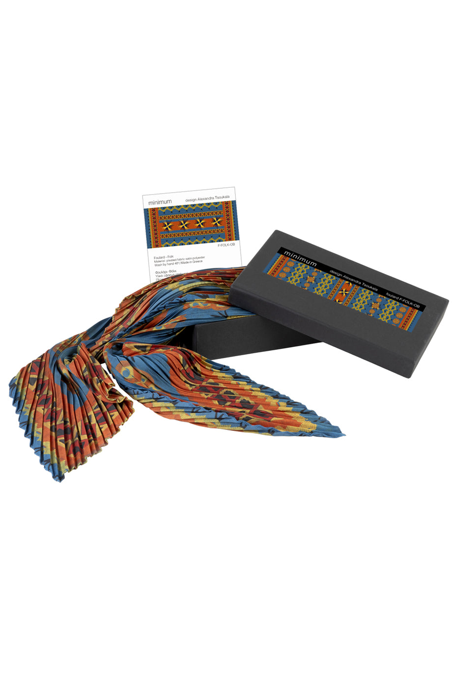 Folk Πολύχρωμο Εμπριμέ Φουλάρι F-FOLK-OB - Alexandra Tsoukala | Φουλάρια Scarves | Folk Multicolor Printed Silk Scarf F-FOLK-OB 