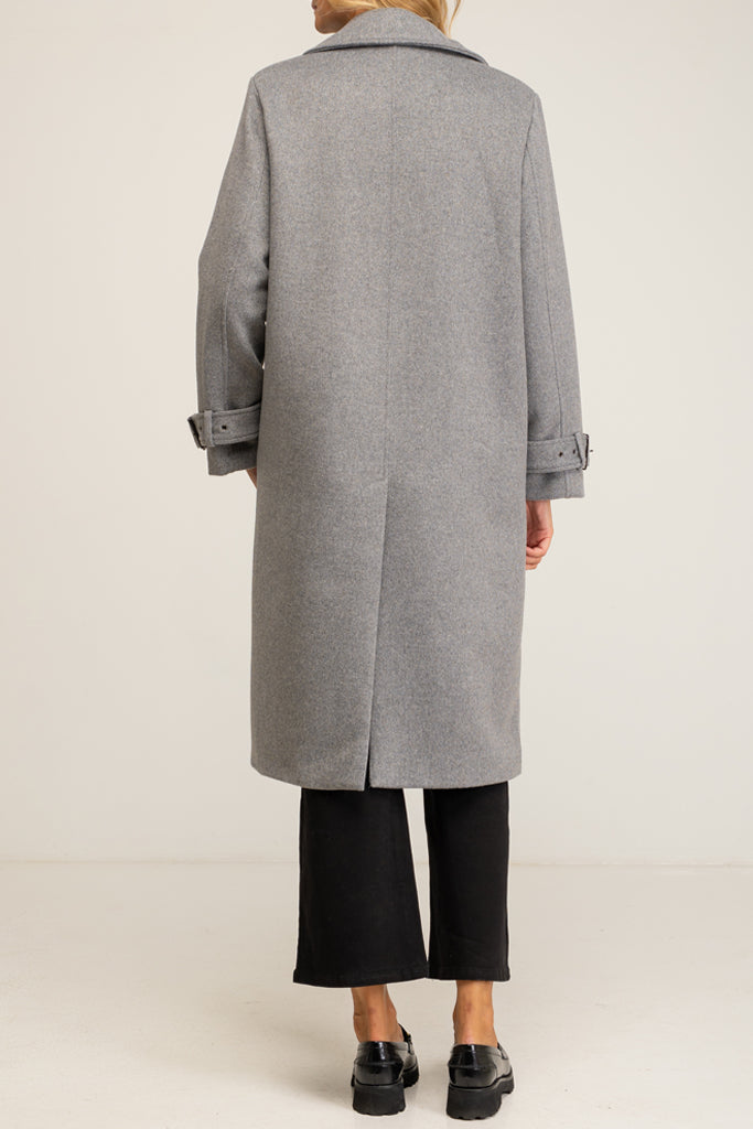 Corra Γκρι Παλτό Πανωφόρι | Παλτό Πανωφόρια - Coats Outerwear | Corra Grey Long Double-Breasted Coat