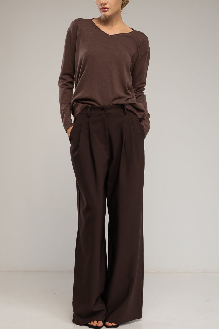 Elayne Φαρδύ Παντελόνι με Ίσια Γραμμή | Παντελόνια Trousers - Pants | Elayne Wide Pleated Trousers with Straight Cut