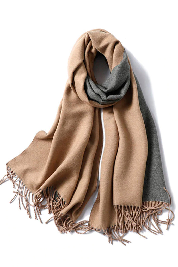 Malenia Gray Light Mustard Two Tone Scarf Scarf