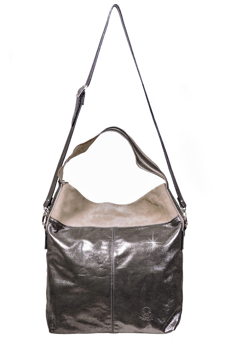 LUINA Dark Charcoal Metallic Shoulder Bag